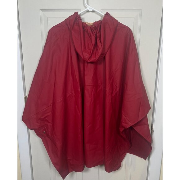 NEW OS Pendleton Rain Coat Poncho Red Hooded Southwestern Print Lining - Picture 2 of 7